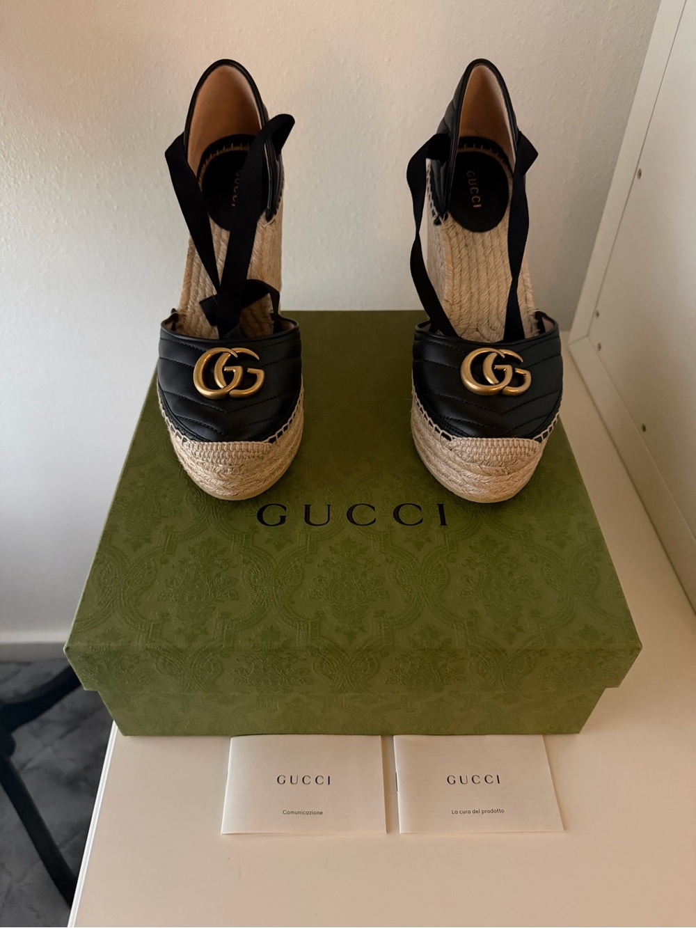 Gucci Matelasse Marmont Espadrille Wedges.